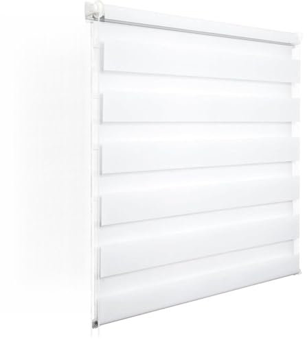 Doppelrollo ohne Bohren 50 x 200 cm lichtdurchlässig & verdunkelnd Tag Und Nacht Duo Rollo Größe und Farbe wählbar für Fenster & Tür, Weiß
