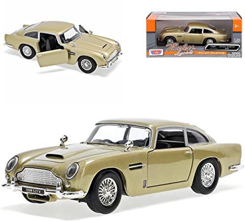 Motormax Aston Martin DB5 Coupe Gold J. Bond 007 Goldfinger 1963-1965 1/24 Modell Auto mit individiuellem Wunschkennzeichen