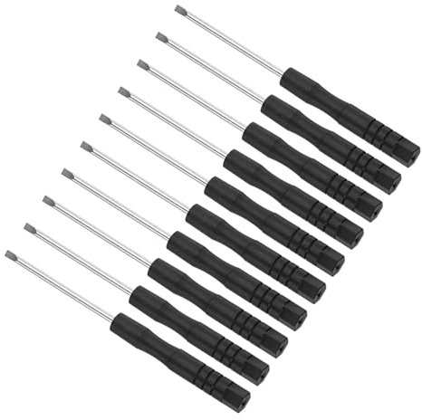 CoCud Mini Tournevis Fendu, Taille 2,0 mm, Longueur 82 mm, Tournevis à Tête Plate en Acier au Carbone avec Poignée Antidérapante - (pour Lunettes, Montre), 10 Pièces