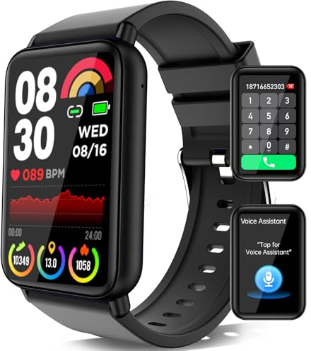 2024 Smartwatch ΒΙυtzυcker Uhr Herren Damen, 1,57 Fitnessuhr Schmal Fitness-Tracker mit Telefonfunktion SOS-Taste, ΒΙυtzυcker Pulsuhr SpO2 Schlafen Messung Sportuhr für Android iOS