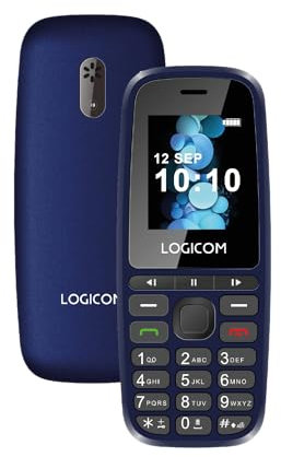 Logicom - Mobile Double Sim Le Posh 402, écran 1,77’’, Batterie de 1000 mAh, Autonomie jusqu'a 4h en Communication et Jusqu’à 200h en Veille, avec Une Fonction Torche - Bleu