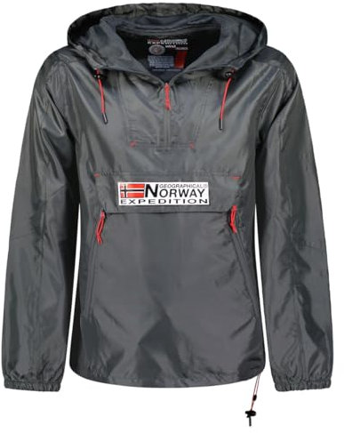 Geographical Norway Choupa Men - Veste Coupe Vent Homme Outdoor - Blouson Deperlant Manches Longues Hommes - Manteau Pluie Randonnee Saison Printemps Ete Automne Hiver (GRIS FONCE L)