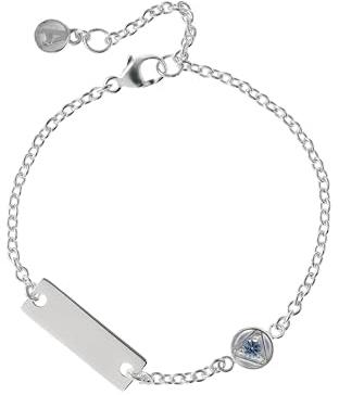 Marvel Armband aus Sterlingsilber und einer Silberplatte für Mädchen, 18 cm, mit verstellbarer Verlängerung, Taglia unica, Sterling-Silber, Zirkonia