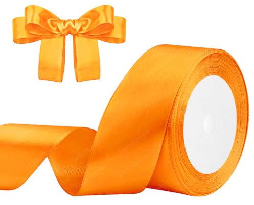 Geschenkband Orange 40mm x 23m Satinband Orange Schleifenband Geschenkband Satinbänder für Geschenkverpackungen, Basteln, DIY, Nähen, Brautparty-Dekoration, Christbaumschmuck