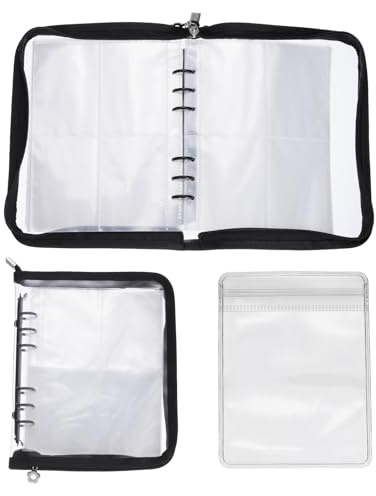 sourcing map 1 Set Transparent Earring Organizer Book Clear Travel Jewelry Earring Organizer with Pocket for Necklace Bracelet Ring Holder with Small Zippered Pouch Holder