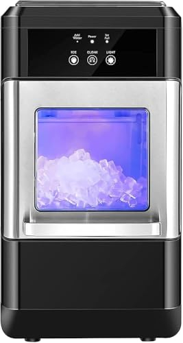 Ice Maker, 44lbs per Day Pebble Ice Machine Countertop, Self-Cleaning Ice Maker for Sonic Ice Cube with 3.3lb Ice Bin and Scoop for Home Office