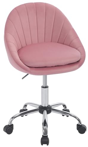 WOLTU Homeoffice Stuhl, Bürostuhl ergonomisch, Schminkstuhl drehbar, Drehstuhl mit Rollen, Schreibtischstuhl 150 kg belastbar, für Arbeitszimmer Schlafzimmer, Samt, Rosa, BS167rs