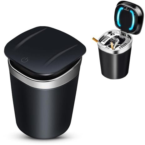 Auto Aschenbecher für Renault Clio IV Grandtour 2016-2020,Tragbare Aschenbecher,Auto Aschenbecher mit Deckel,Auto Aschenbecher mit Licht,für Autos,Haus,Büro,Silver