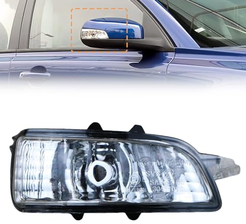 HHAWYY Links Rechts Außenspiegel Blinker für Volvo S40 S60 S80 C30 C70 V40 V50 V70, Blinkerersatz, Inkl. Glühlampengläser, 31111090 31402415,Left-A-Model(No Bulb)