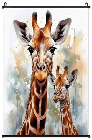 Hängende Gemälde, Aquarell-Hirsch-Giraffe, gedrucktes Poster, hängende Gemälde, Poster, Wandposter, hängende Gemälde