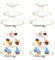 HAOTIAN-X Juego de 4 soportes para tartas de cartón, soporte para cupcakes de papel redondo de 3 niveles, soporte para torre de postre de oro blanco, soporte para servir pastelería para cumpleaños,