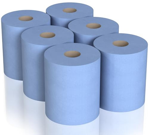 COS® Lot de 6 rouleaux de papier à dévidage central – 2 plis gaufrés – Serviette essuie-mains solide et absorbante – Idéal pour la maison, le bureau, la cuisine, le garage et une utilisation