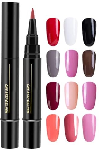 Nail Varnish Pens | 12 Colors Nail Polish Pens Set | Nail Art Pens Set | Nail Varnish Pens for Real Nails | Nail Gel Pen Brush for Home and Professional Manicure