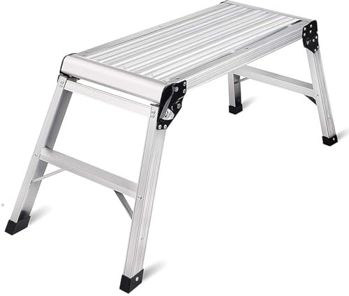 Escabeau pliable en aluminium robuste de 74,9 cm avec capacité de 150 kg, banc d'échafaudage pour installation de cloison sèche, marchepied de sécurité pour chantier de construction