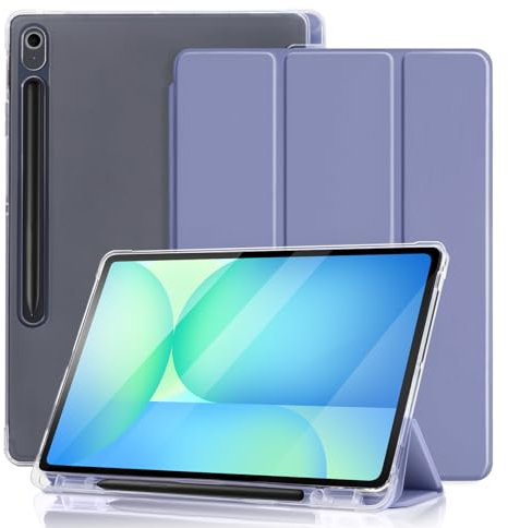 DAORANGE Custodia Cover per Samsung Galaxy Tab S10 FE 10,9 Pollici 2025 / S9 FE / S9 11 Pollici 2023 con Portapenne, Cover Ultra-sottile Leggero, Supporto Trifold e Auto Svegliati/Sonno (BluViola)