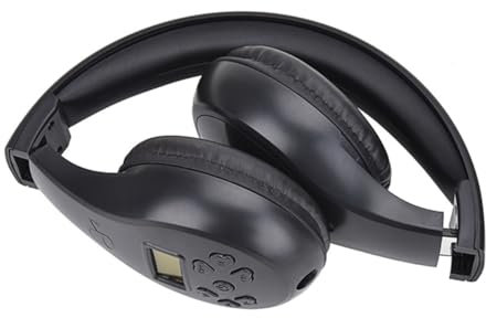 Angoily Wireless Fm Radio Headphones Digital Display, Personal Radio Ear Muff Headset for Campus and Sports, Black, Lightweight Wireless Headset for Running and Outdoor Use