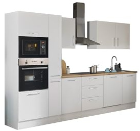TURIN ZBM Küchenzeile ohne Küchengeräte Küche in Weiß Artisan Eiche Optik | 310 x 211 x 60 cm (B/H/T), Küche ohne Elektrogeräte, Einbauküche ohne Geräte, geräumig, mit viel Stauraum, modernes Design