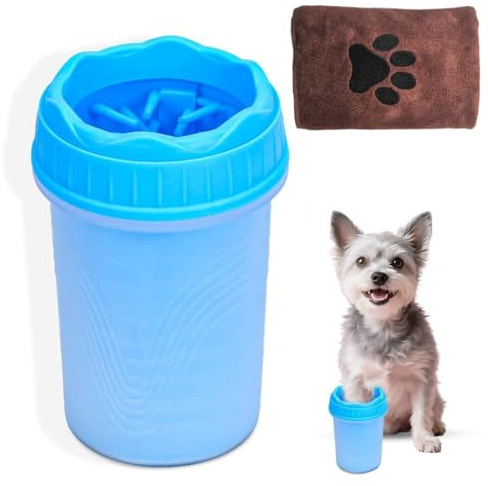 TMRBBesty Pfotenreiniger für Hunde, Hundepfoten Reiniger, PP+TPR, mit Mikrofaser Handtuch, Entfernt Dreck Schmutz von Pfoten, für Katzen Hunde Paw Washer