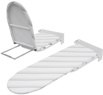 Asse da stiro a parete, girevole a 180°, salvaspazio, pieghevole, con rivestimento resistente al calore, 93 x 31,5 x 14 cm, colore bianco
