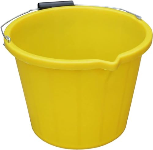3 Gallon Yellow Bucket with Handle – Durable Plastic Utility Pail for Cleaning, Mopping, Gardening, Car Wash, and Household or Commercial Use