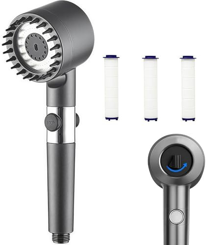 Miro France MIRO Shower, Anti Calcaire Douchette Massant Avec Stop Eau, Pommeau De Douche Économie D'Eau, SPA Pomme De Douche