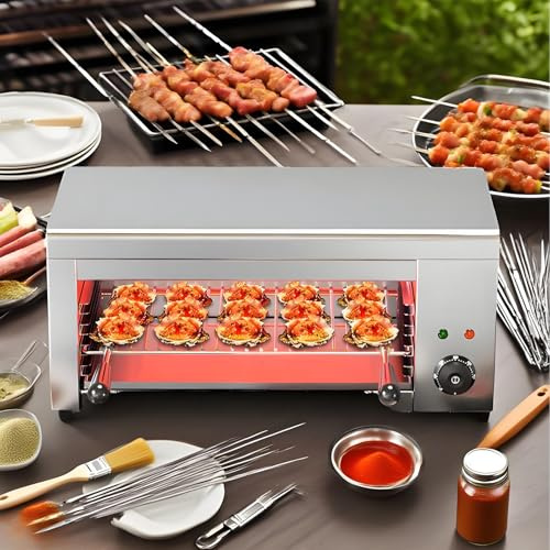 Salamandergrill, elektrisk raclettegrill och ostsmältare, väggmonterad eller bänkskåpsrostugn i rostfritt stål 50℃-300℃ för ost, biff och kött