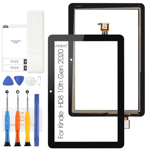 Arbilato Touch Screen Replacement for Amazon Kindle Fire Tablet HD8 /HD8 Plus 10th Gen 2020 Digitizer Touchscreen K72LL3 K72LL4 Glass Panel with Tools (Black)