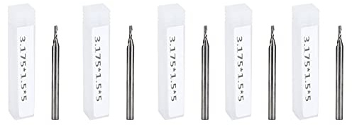 5 Pack Tungsten Steel Milling Cutter for CNC Engraving Machine - 39mm Total Length and 5mm Blade Length CNC End Mill Spiral Router Bit with Mirror Polished Blade