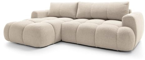 Home4You Ecksofa - 272 x 172 cm - Beige - Webstoff - mit Schlaffunktion und Bettkasten