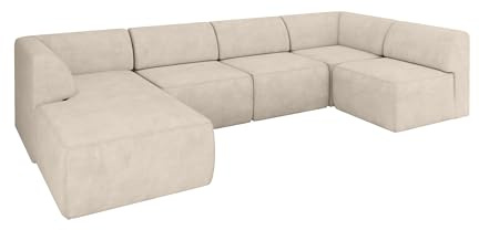 ALTDECOR Ecksofa in U-Form Corner Sofa Bett Eckcouch Couch L-Form Wohnlandschaft Cauchsofa MOVO 345x180x78 Beige