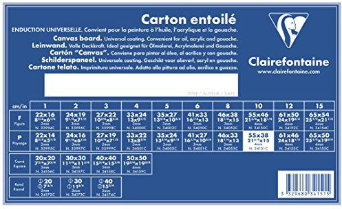 Clairefontaine 34151C Leinwand (4 mm, Querformat, 55 x 38 cm, ideal für Nasstechniken, praktisch und einfach zu verwenden) weiß