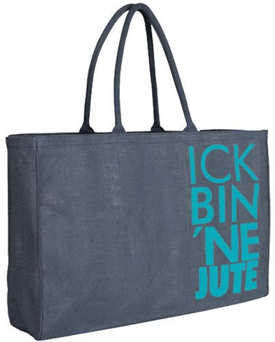 Encode Shopping-Bag Ick Bin ne Jute, Big Shopper aus Jute (graublau/türkis)
