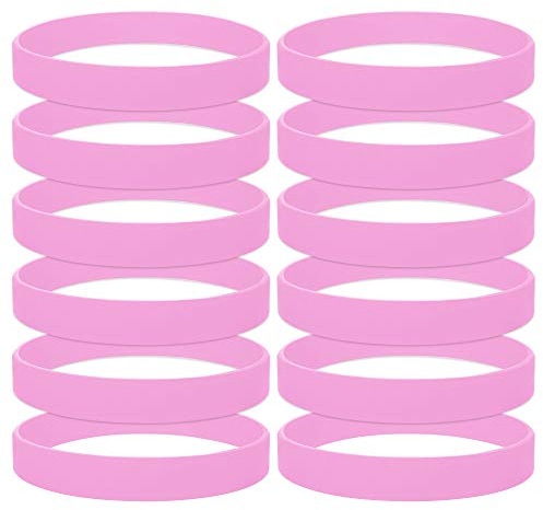 GOGO 12 pièces Bracelets en Silicone Ensemble pour Adulte, Bracelets en Caoutchouc Bande Bracelets Assorties Bijoux Cadeaux Bracelets Sport - Rose