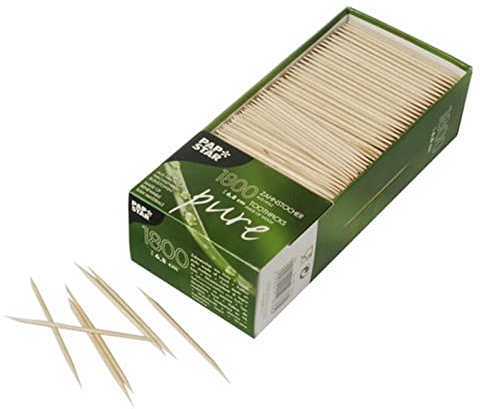 Papstar Zahnstocher Pure aus Holz, rund, 6,8 cm, 1800 Stück