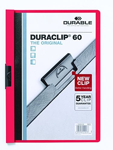 Durable 220903 Hunke & Jochheim Klemm-Mappe, Hartfolie, 60 Blatt, transparent/rot