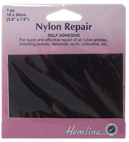 Hemline H689.BLACK | Black Nylon Self-Adhesive Patch | 10 x 20cm