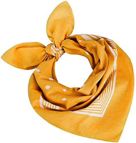 Tobeni 000803 Damen Herren Nickituch Kopftuch Bandana Halstuch Punkte Baumwolle Unisex Farbe Gelb Grösse 55 cm x 55 cm