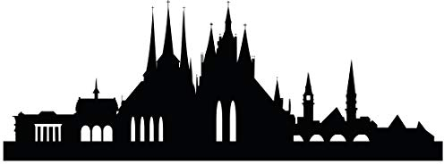 Wandtattoo Skyline Erfurt - Größe: S - 80cm x 29cm - 23 mögliche Farben