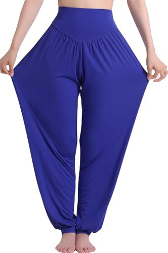 HOEREV Super Soft Modal Spandex Harem Yoga/ Pilates Pants (Royalblue) (X-Small)