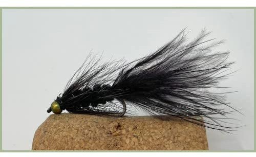 Forellenfliege Wooly Bugger, Forellenköder, 6 Stück, schwarz, Größe 10, zum Fliegenfischen