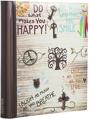 Arpan Fotoalbum, groß, selbstklebend, Motiv „Life Inspirational Slogans“, 24.5 cm x 2.5 cm x 29 cm, cremefarben