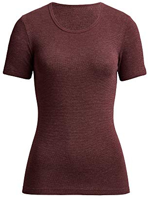 Conta Thermo Kurzarm Shirt, T-Shirt mit natürlicher Baumwolle, wärmende Unterwäsche für Damen, Rundhalsausschnitt, Damenbekleidung, in Farbe Burgund Melange, Größen: 36/XS - 50/4XL