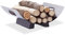 Relaxdays Kaminholzkorb Edelstahl, Feuerholzkorb modern, Brennholzkorb Metall, Holzlege, HxBxT: 16 x 41 x 33 cm, silber