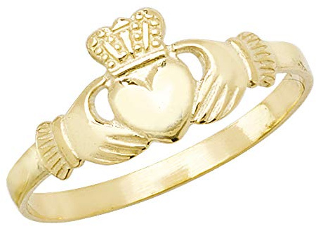 9ct Carat Yellow Gold Ladies Claddagh Ring WJS18577