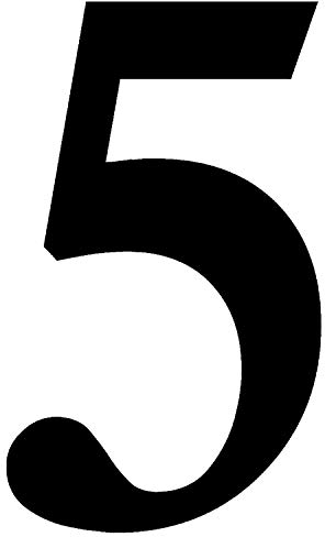 Zahlen-Aufkleber Nr. 5 in schwarz I Höhe 5 cm I selbstklebende Haus-Nummer, Ziffer zum Aufkleben für Außen, Briefkasten, Tür I wetterfest I kfz_470_5