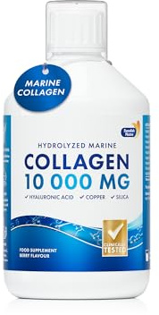 Swedish Nutra Marine Collagen 10,000 mg Liquid, 500 ml, 20 Day | Hydrolysed Type I & III peptides with hyaluronic acid, biotin & vitamin C for radiant skin, hair, nails & joints