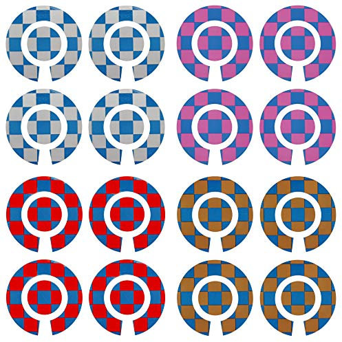 Acclaim Lawn Bowls Identification Stickers Markers Standard 5.5 cm Diameter 4 Full Sets Of 4 Self Adhesive Two Colour Large Check Mixed Colours (B)
