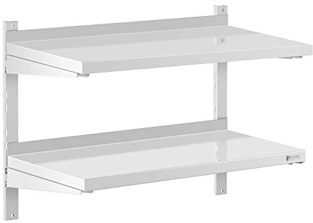 Royal Catering RCWR-800.4 Wandbord 2 Ablagen 40 x 80 cm Regal Edelstahlregal Küchenregal Edelstahl 40 kg