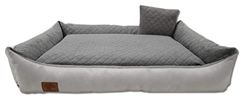 Odolplusz XXL - Hundebett für große Hunde - Hundekissen - Hundesofa mit Wendekissen | Bezug abnehmbar und waschbar [ 120x80cm, Grau ]