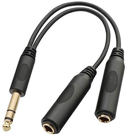 tisino Cavo splitter jack da 6,35 mm, TRS stereo maschio da 6,35 mm a doppio jack stereo TRS femmina da 6,35 mm, cavo splitter da 20 cm